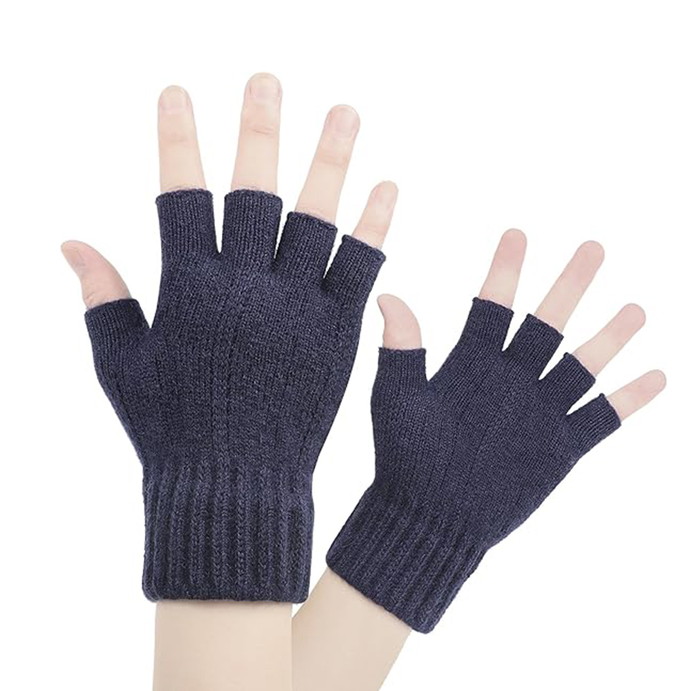 Rukavice Techsuit ST0014 z alpaka vlny bez prstů velikost 17 cm námořnická modrá