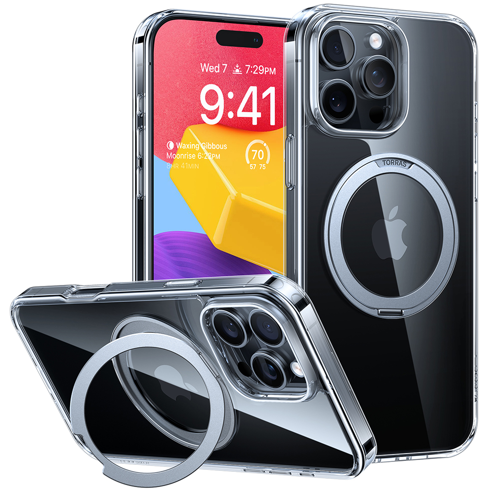 Torras Ostand Pro MagSafe Series iPhone 16 Pro průhledný