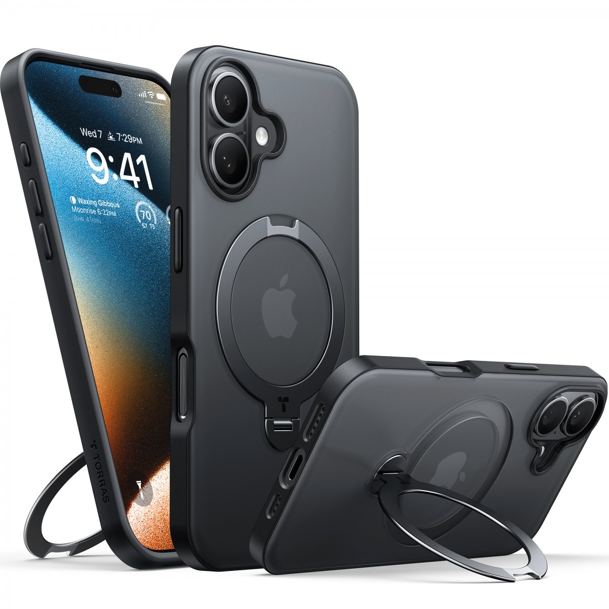 Torras Ostand Spin MagSafe Series iPhone 16 Plus černá
