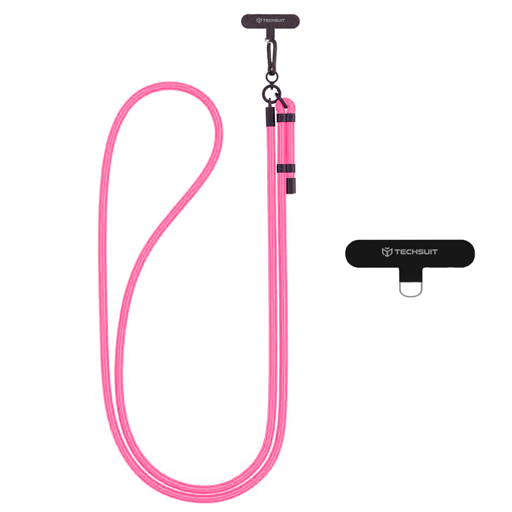 Techsuit Rope Crossbody Strap RCS1-05 pro telefony karabina nylon růžová