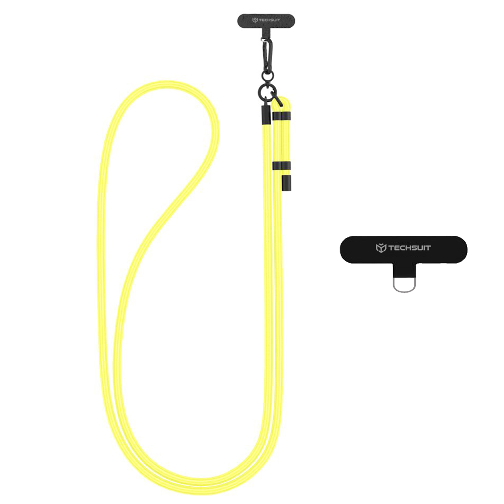 Techsuit - popruh na telefon RCS1-31 karabina nylon odolný nastavitelný jasný limoncello