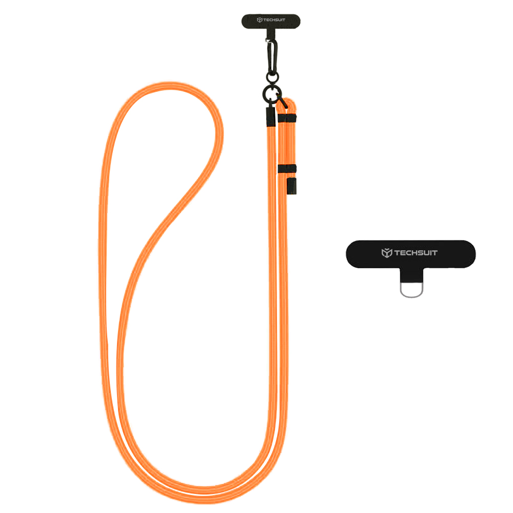 Techsuit Rope Crossbody Strap RCS1-01 pro telefony karabina nylon odolný nastavitelný kořeněná dýně