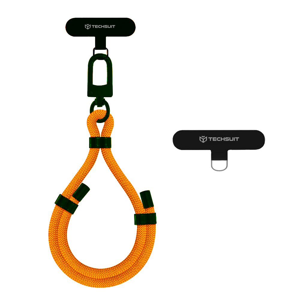 Techsuit Rope Wrist Strap RWS1-03 pro telefony karabina nylon oranžová