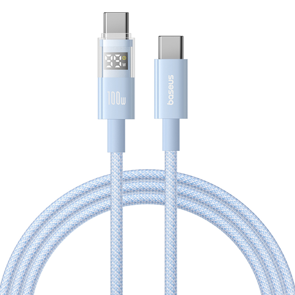 Baseus Data Cable Display 2 Rychlonabíjecí Type-C na Type-C Digitální displej 100W 2m modrá Galaxy