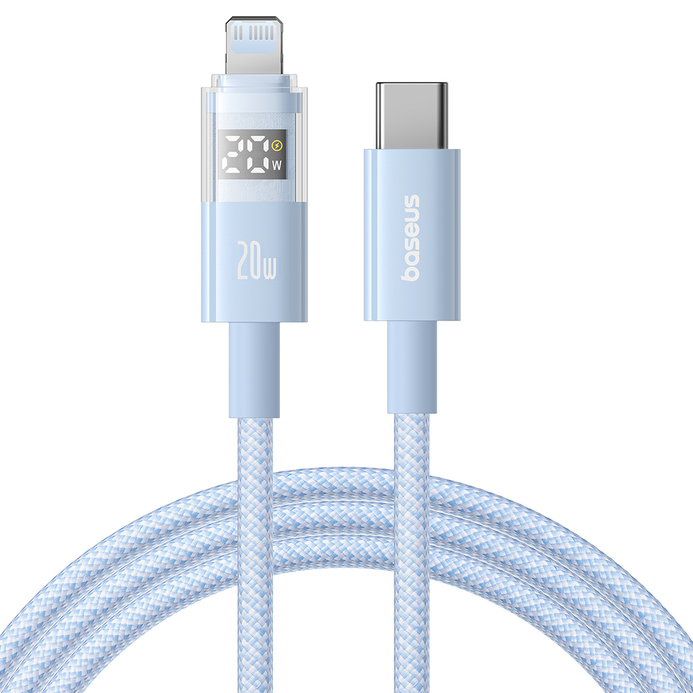 Baseus Data Cable Display 2 Rychlonabíjecí Type-C na Lightning Digitální displej 20W 1m Galaxie modrá