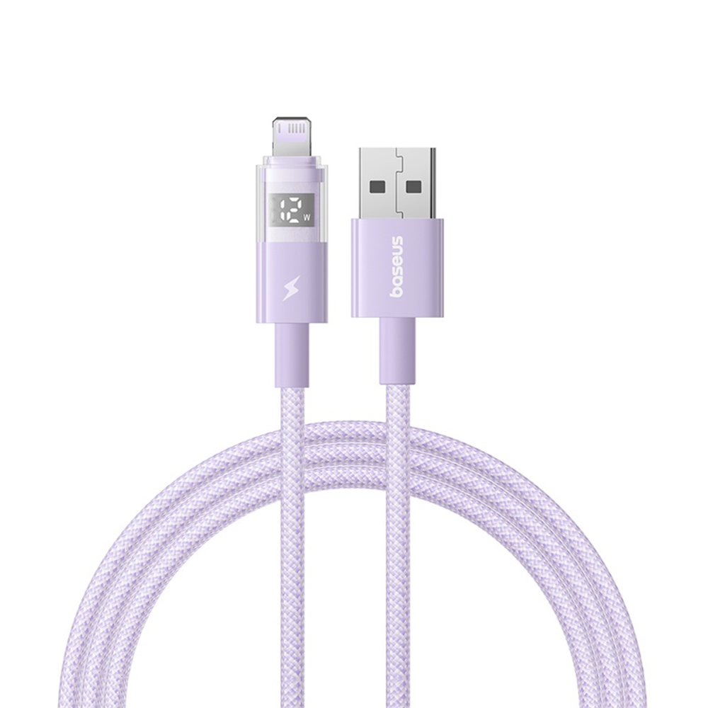Baseus Data Cable Display 2 USB na Lightning Rychlé nabíjení 2m Fialová