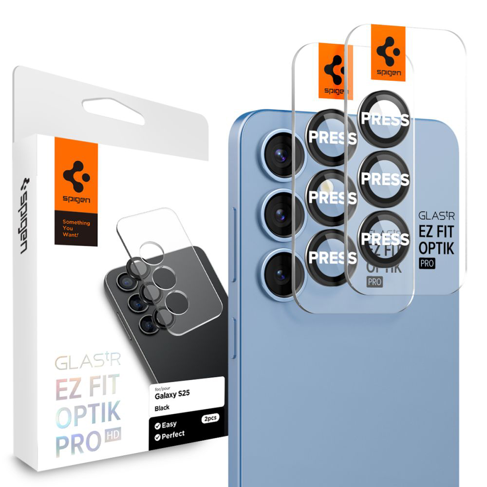 Spigen Optik.tR EZ Fit Pro sklo na kameru (2 ks) Samsung Galaxy S25 černá