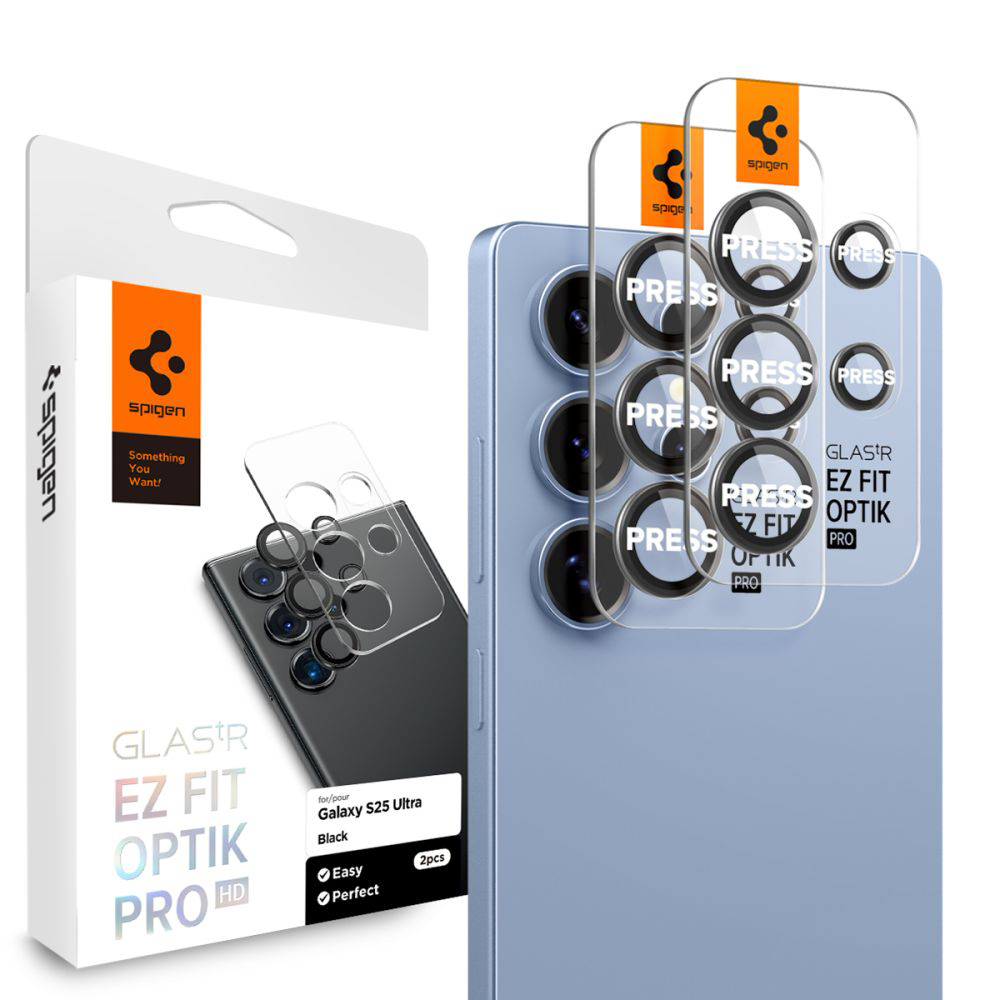 Spigen Optik.tR EZ Fit Pro sklo na kameru (2 ks) Samsung Galaxy S25 Ultra černá