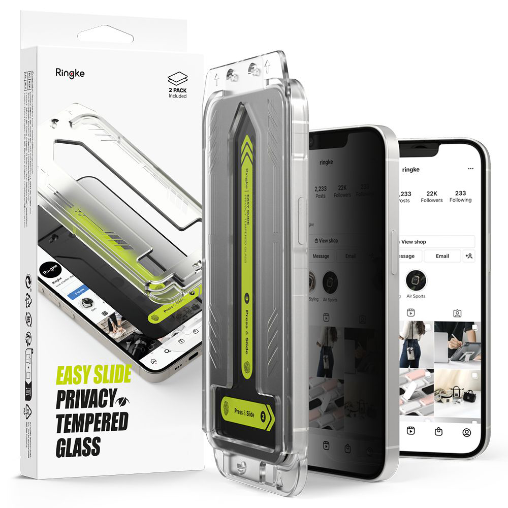 Ringke Easy Slide Privacy tvrzené sklo (2 ks) iPhone 16e černá