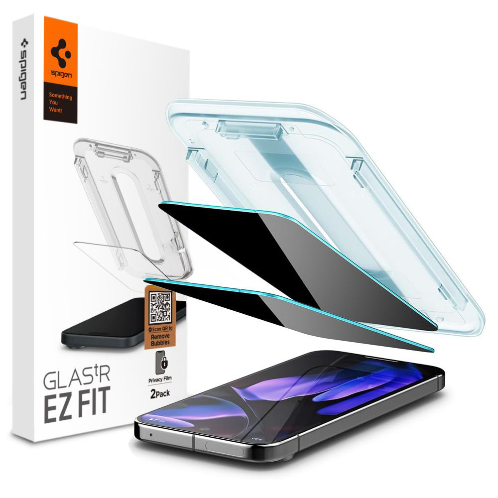 Spigen Glas.tR EZ-FIT (2 ks) Google Pixel 9 / 9 Pro Privacy černá