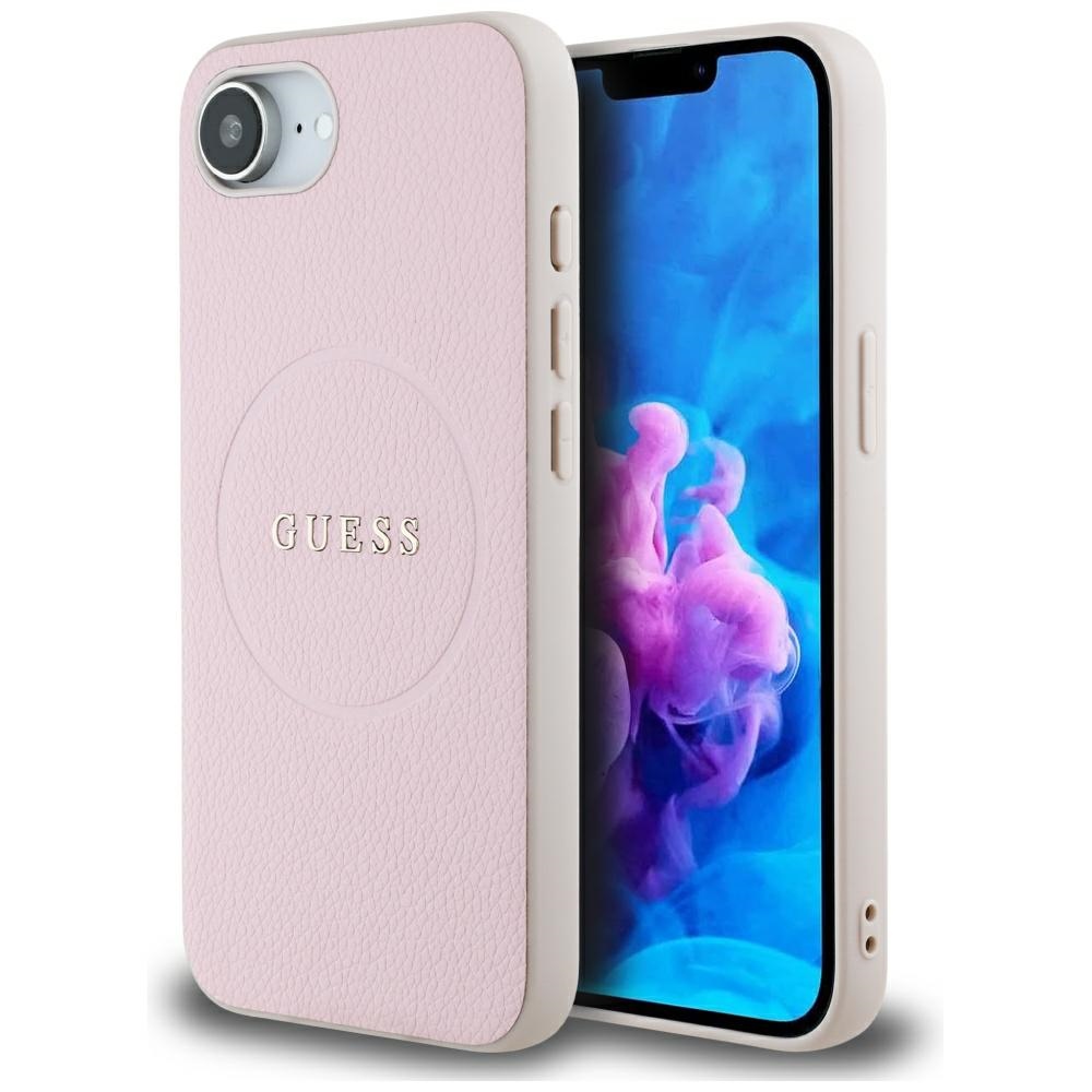 Guess Grained Gold Ring MagSafe iPhone 16e Růžová