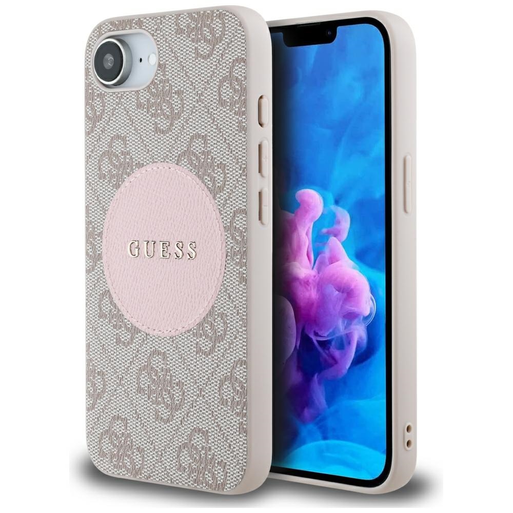 Guess 4G Circle Classic Logo MagSafe iPhone 16e růžová