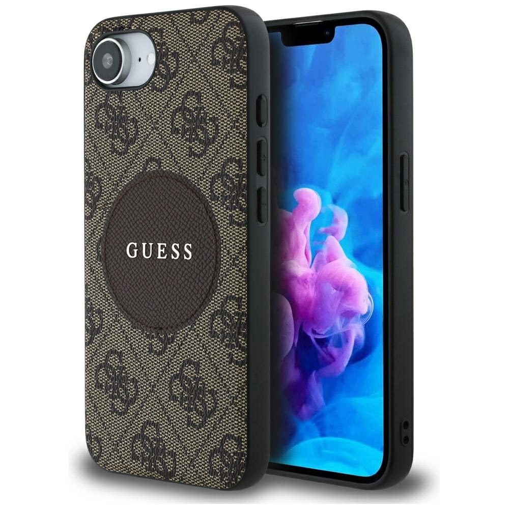 Guess 4G Circle Classic Logo MagSafe iPhone 16e Hnědá