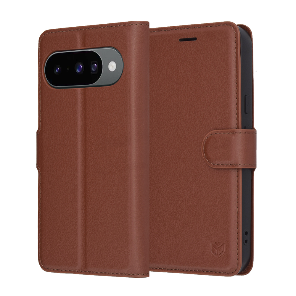Pouzdro Techsuit kožené pro Google Pixel 10 / 10 Pro hnědé
