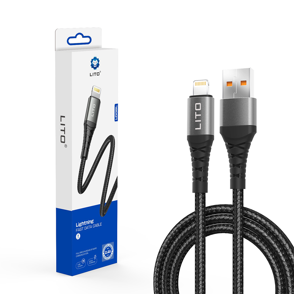 Lito Datový kabel LD22L USB-A na Lightning Rychlé nabíjení 2.4A 2m černý
