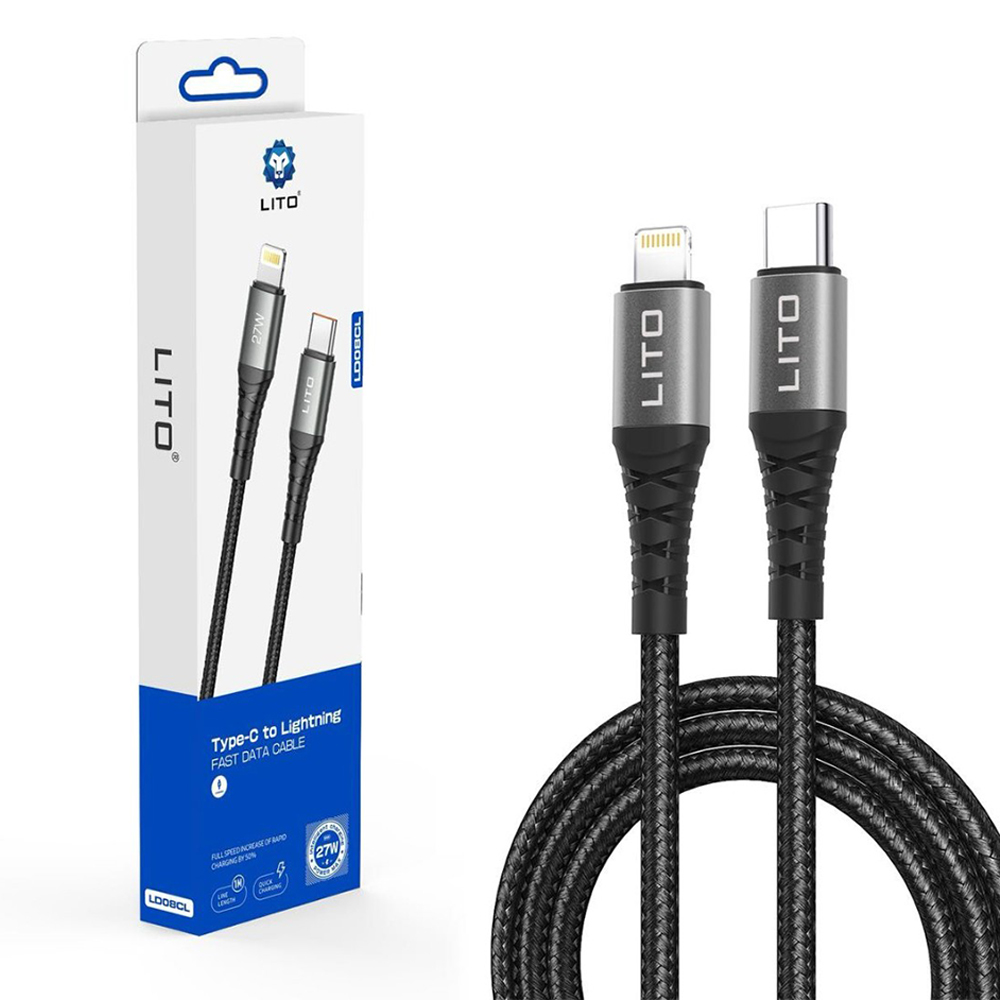 Lito Datový kabel LD22CL Type-C na Lightning Rychlonabíjecí 27W 2m černý