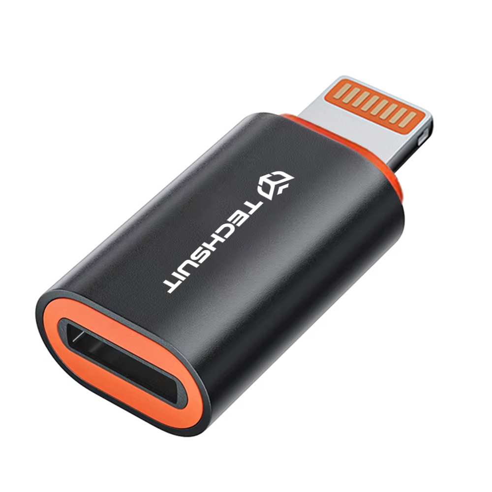 Techsuit Premium OTG Adaptér HyperPort (A3) Type-C na Lightning PD20W pro iPhone černá oranžová