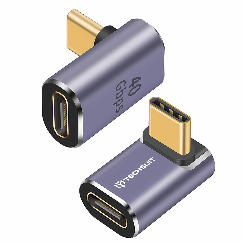 Techsuit Premium OTG Adaptér TitanCoreX (A12) Type-C na Type-C 40Gbps 3A Podpora Rychlého Nabíjení Šedý