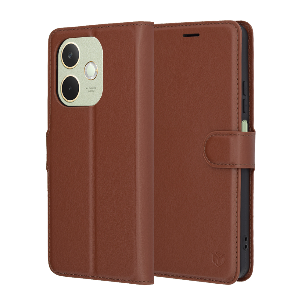 Pouzdro Techsuit Leather Folio pro Oppo A5 Pro 4G A5 Pro 5G hnědé