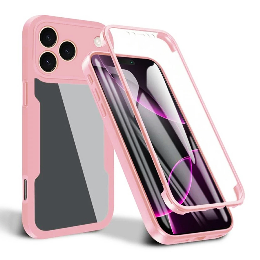 Techsuit ColorVerse 360 Series + Ochranné sklo iPhone 17 Pro Růžová