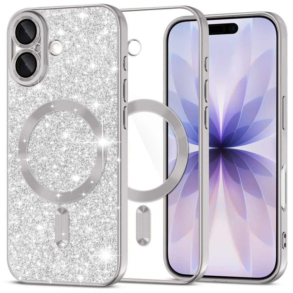 Techsuit Luxury Glitter MagSafe pro iPhone 17 stříbrný