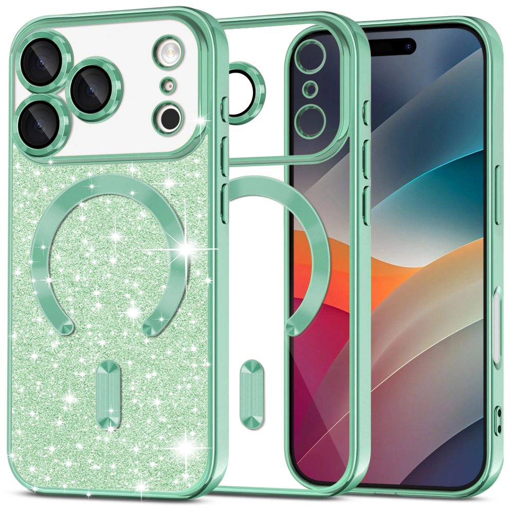 Techsuit Luxury Glitter MagSafe pro iPhone 17 Pro světle zelená