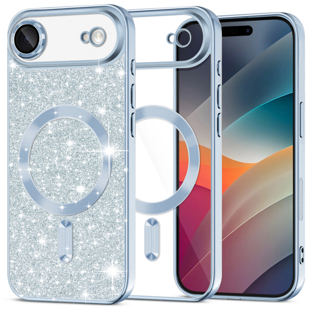 Techsuit Luxury Glitter MagSafe pro iPhone 17 Air světle modrý