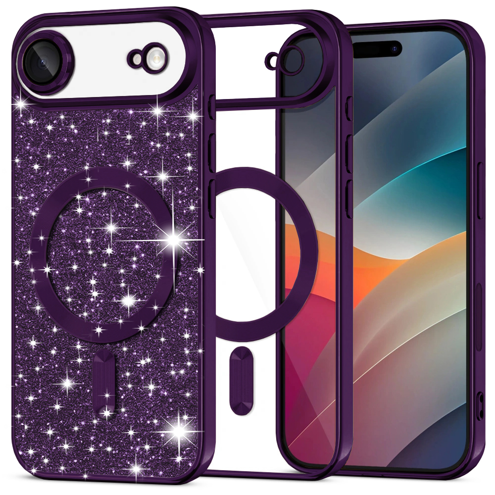 Techsuit Luxury Glitter MagSafe pro iPhone 17 Air v tmavě fialové
