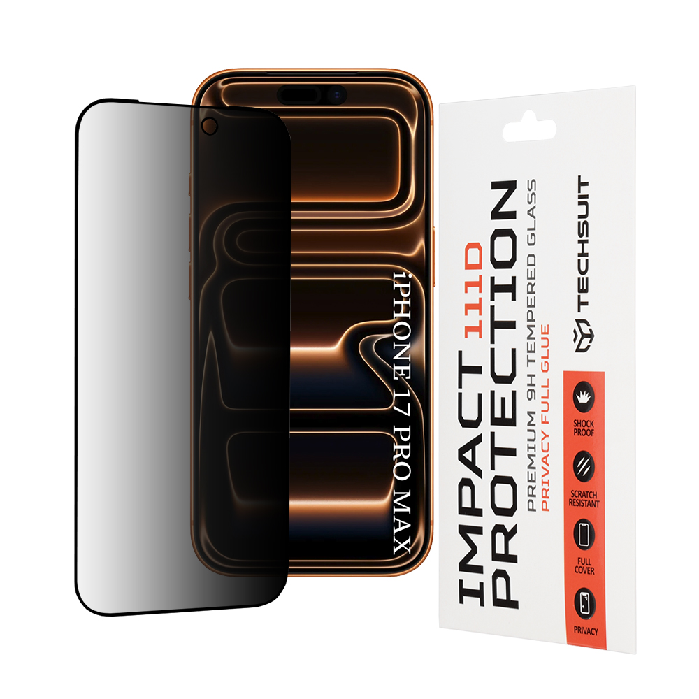 Ochranné sklo Techsuit 111D Privacy Full Glue iPhone 17 Pro Max černé