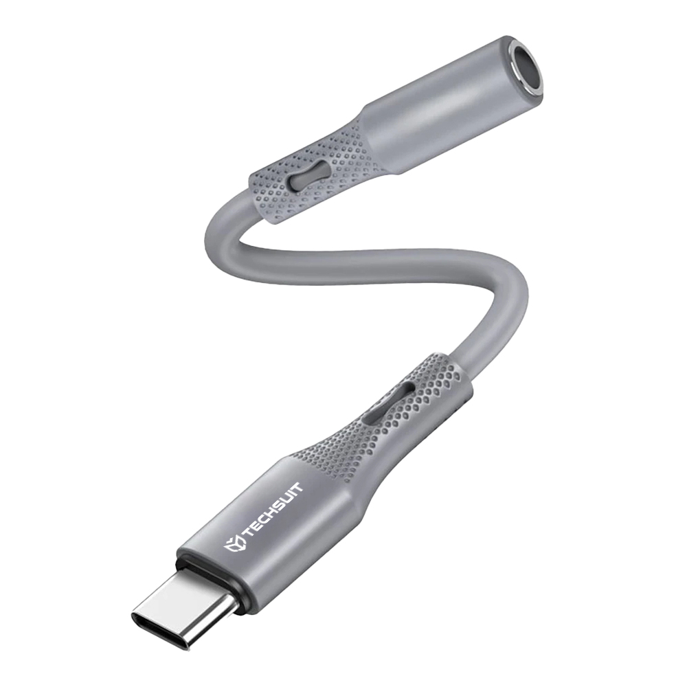 Techsuit Premium Cable Adapter SoundFleX AC1 Type-C na 3.5mm Jack šedý
