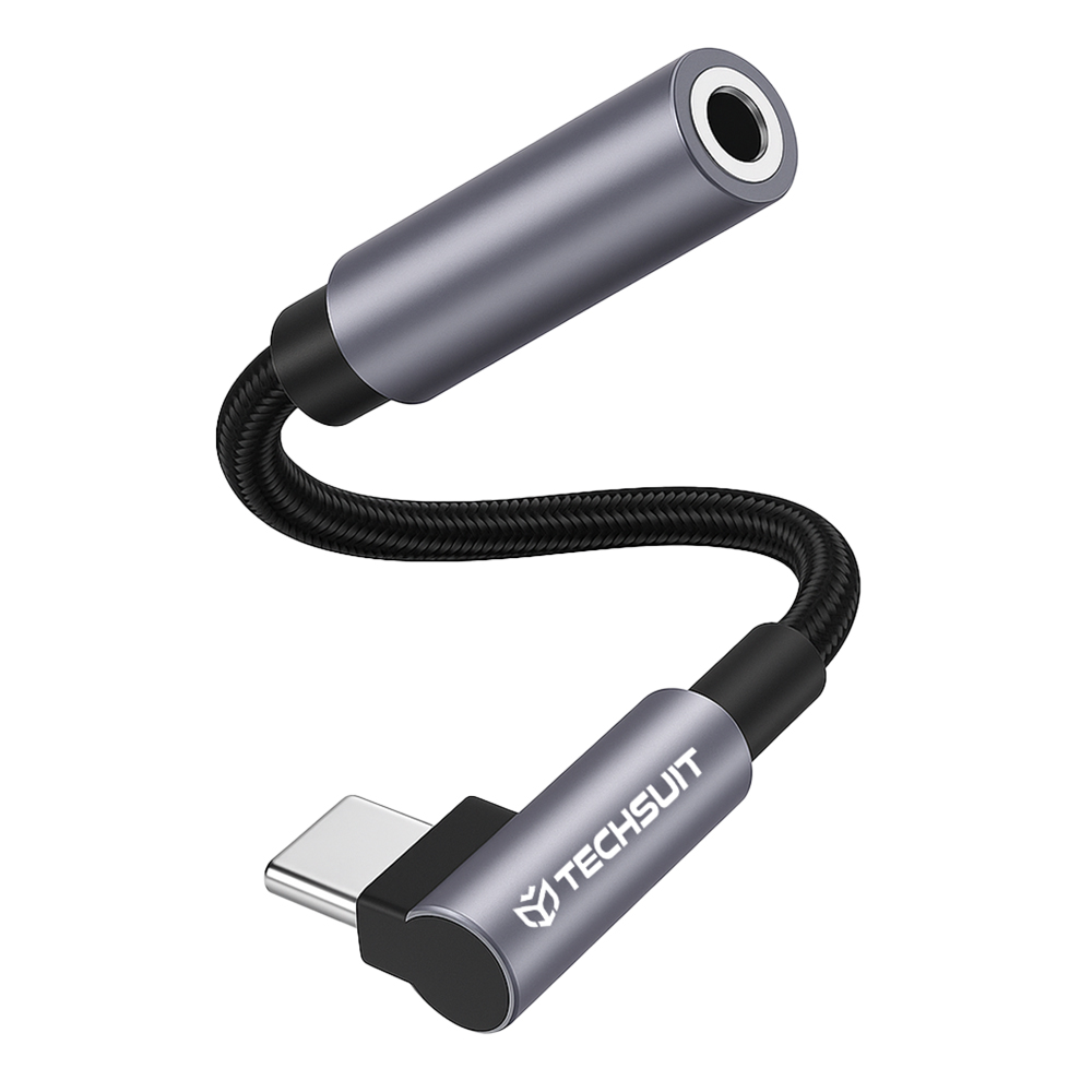 Techsuit Premium Cable Adapter MusicDoX AC7 Type-C na 3.5mm Jack 0.1m šedý
