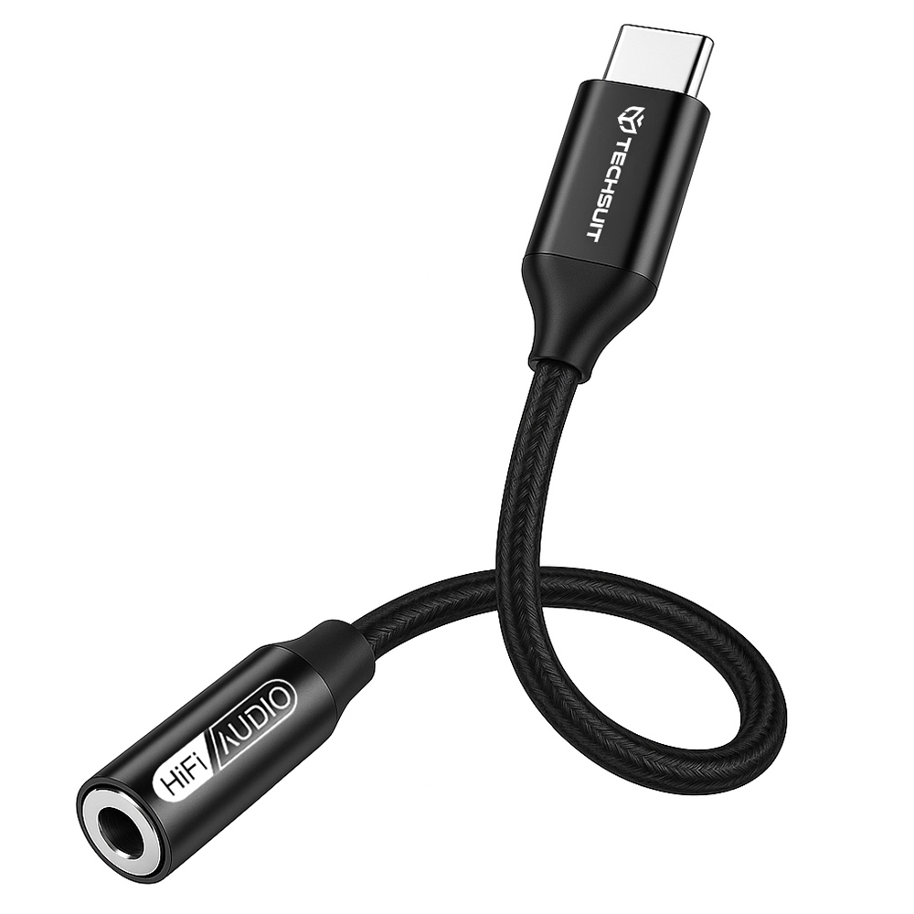 Techsuit Premium Cable Adapter FuseXound AC13 Type-C na 3.5mm Jack černý