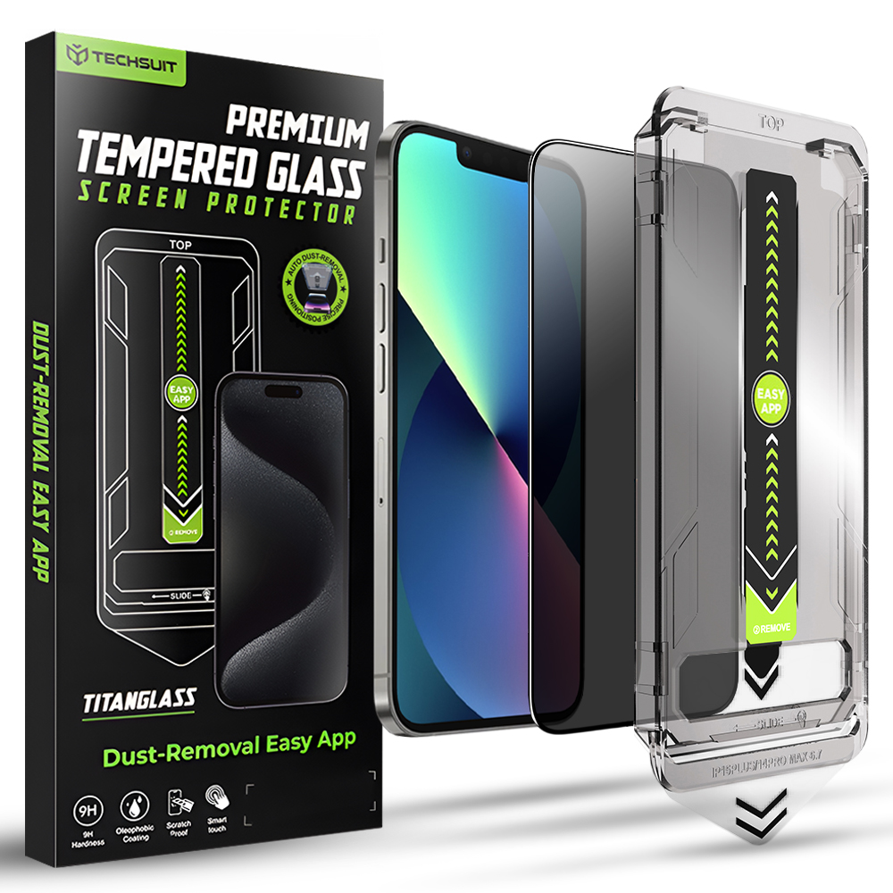 Techsuit TitanGlass FullCover pro iPhone 13 13 Pro 14 16e Privacy černá
