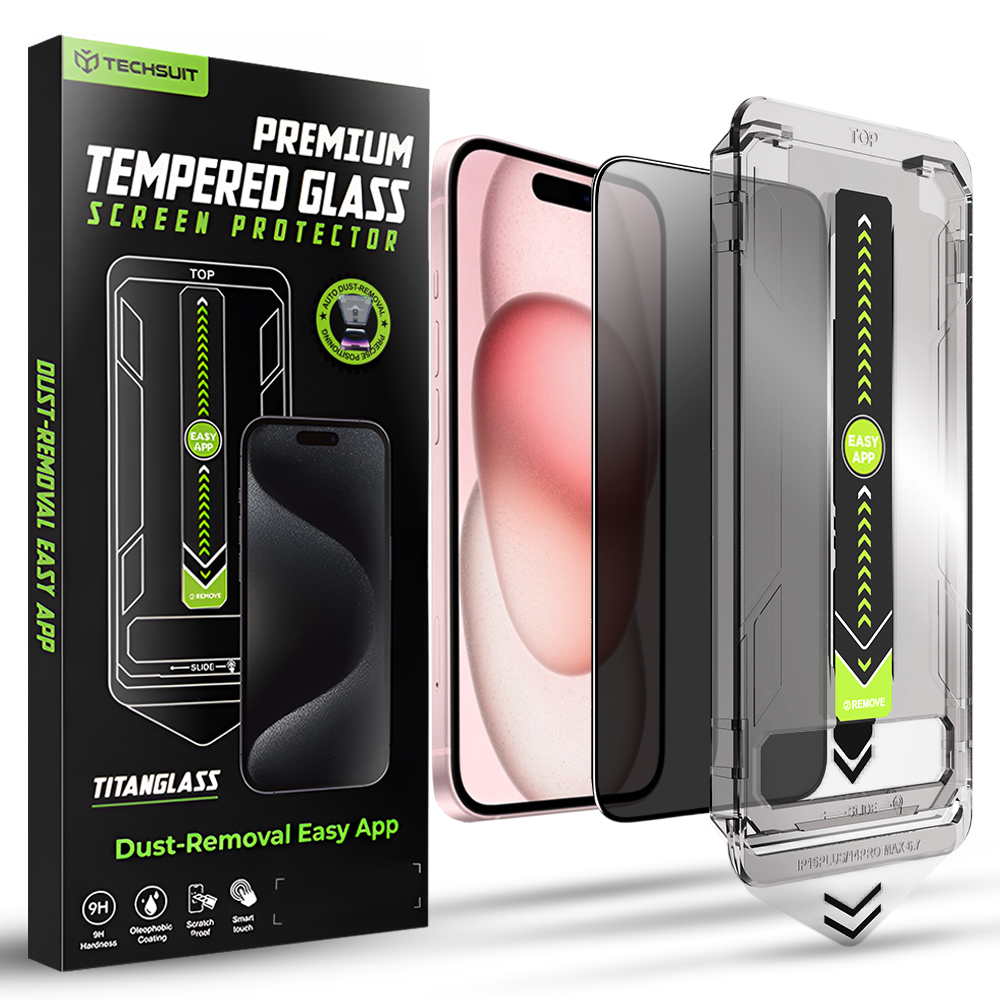 Techsuit TitanGlass FullCover pro iPhone 15/16 Privacy černá