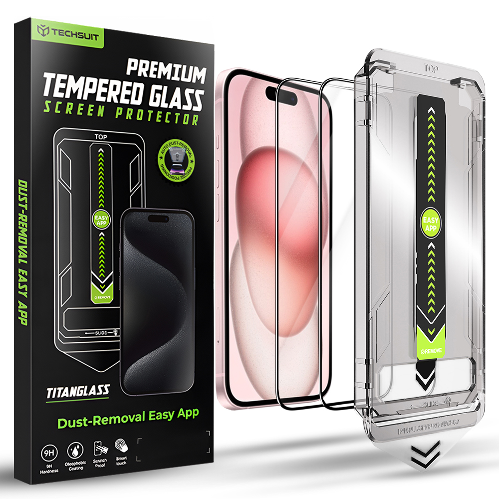 Techsuit TitanGlass FullCover (2 ks) iPhone 15 iPhone 16 černá