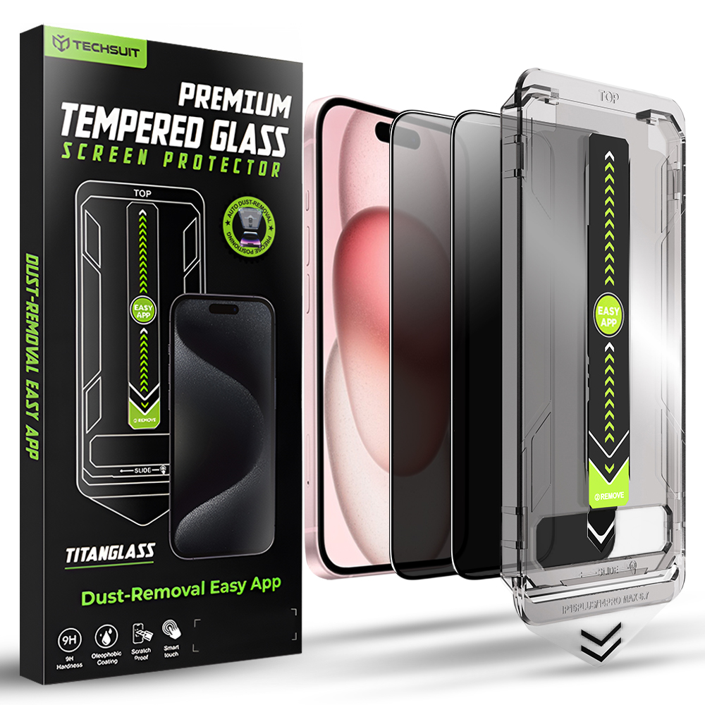 Techsuit TitanGlass FullCover (2 ks) iPhone 15 iPhone 16 soukromí