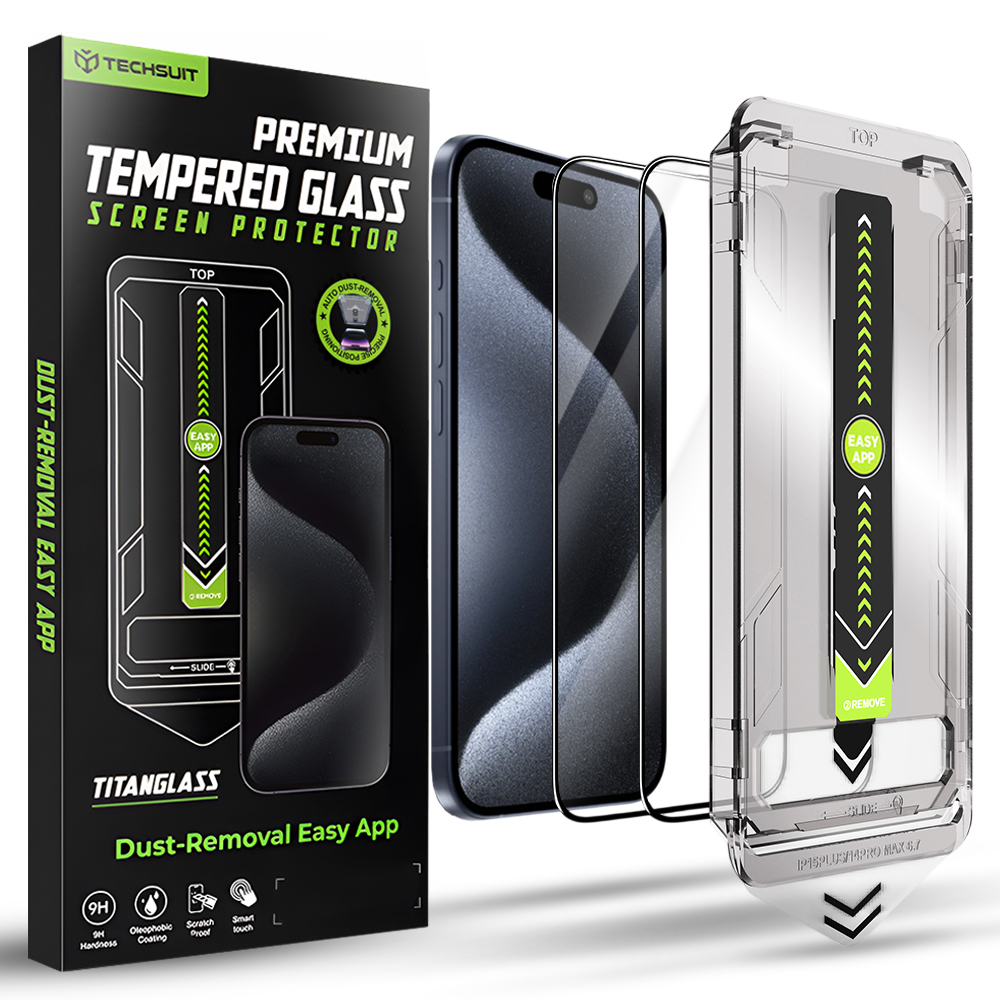 Techsuit TitanGlass FullCover (2 kusy) iPhone 15 Pro černá
