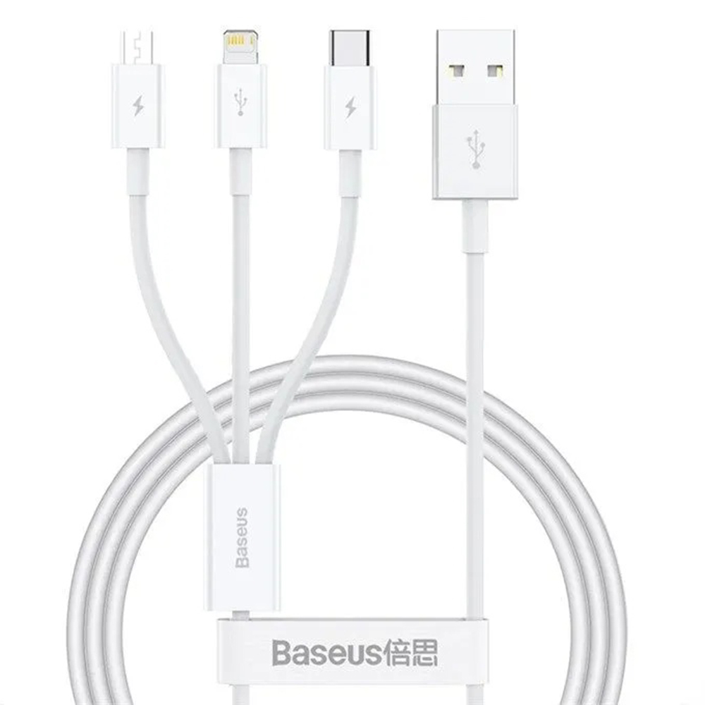 Baseus datový kabel USB na USB-C Lightning Micro-USB 100W 1.5m bílý