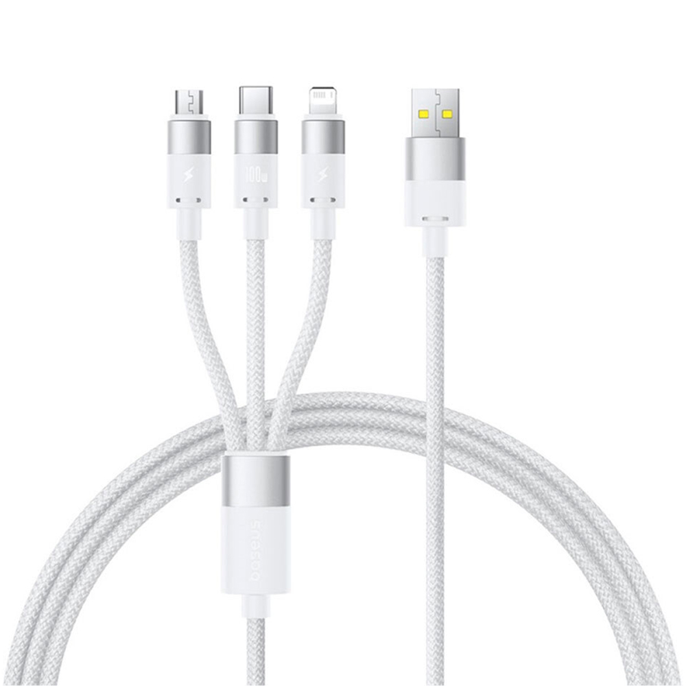 Baseus kabel StarSpeed rychlonabíjecí USB Micro-USB Type-C Lightning 100W 1.5m bílý