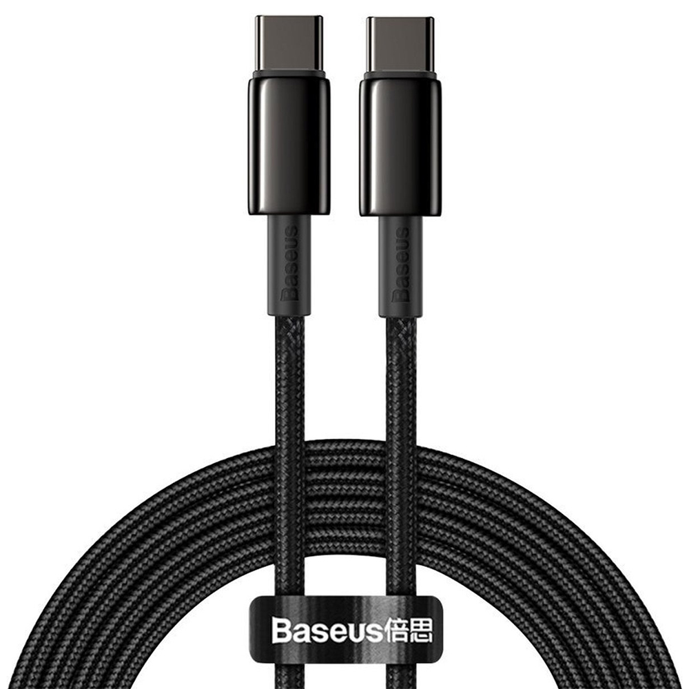 Baseus Data Cable Tungsten Gold Type-C na Type-C Rychlé nabíjení 100W 2m černá