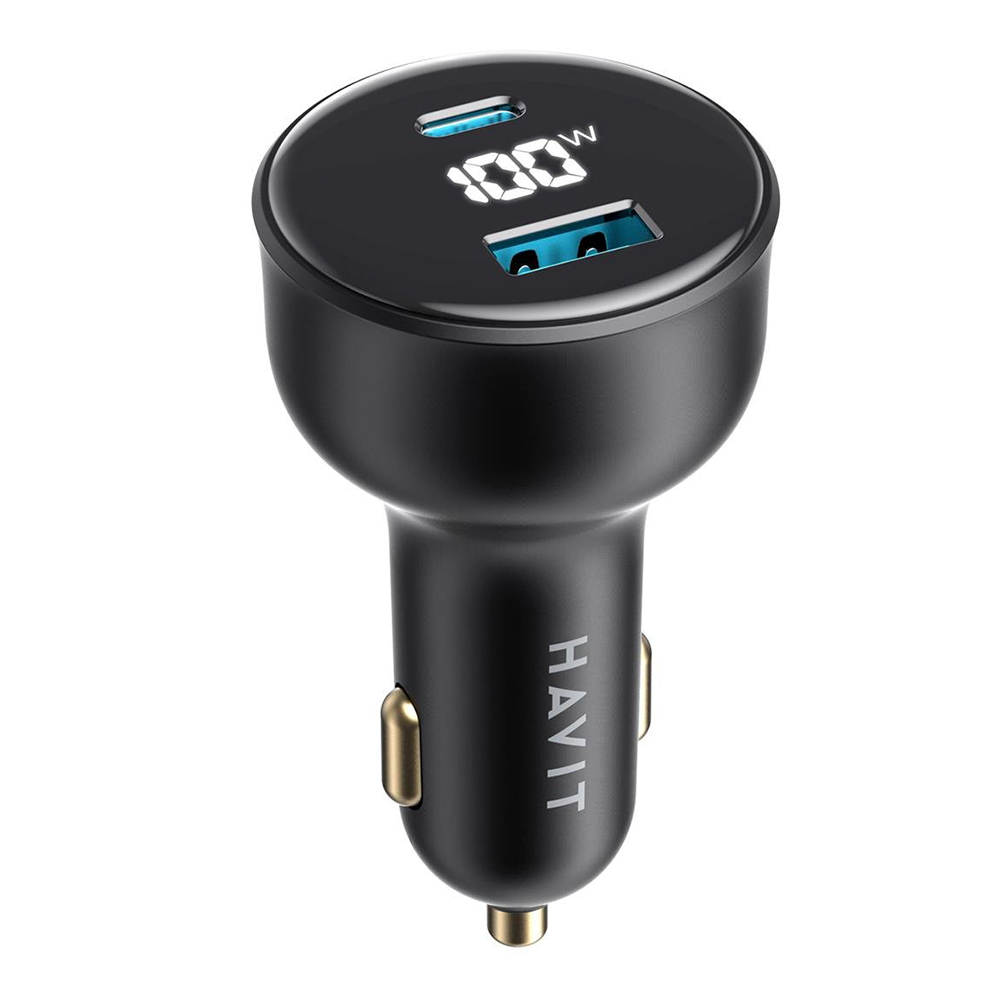 Havit Car Charger CC100W USB Type-C PD100W PC s digitálním displejem černý