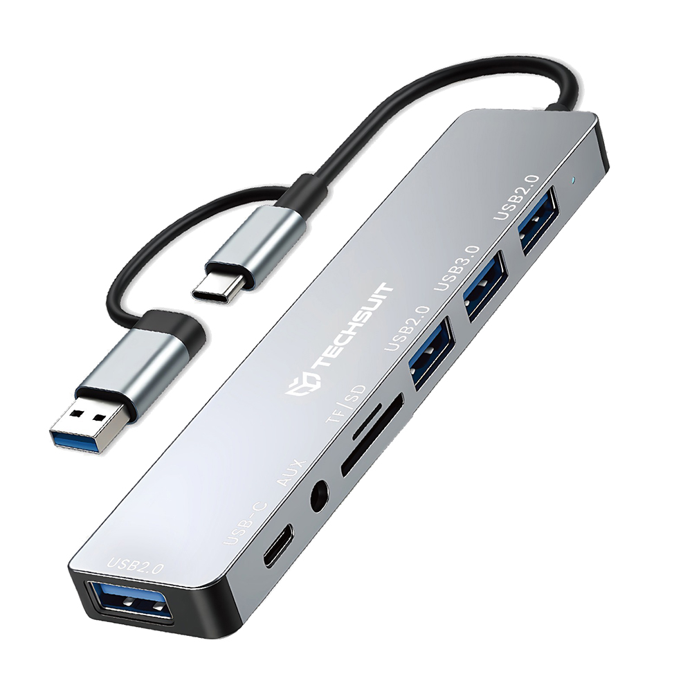 Techsuit Docking Station DataBridge 8 in 1 H9 USB Type-C šedá