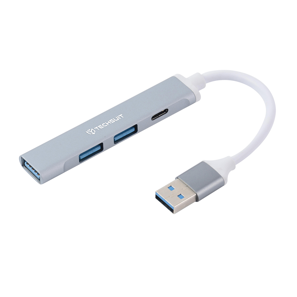 Techsuit Docking Station PolarisBridge 4 v 1 (H19) USB na 2x USB 2.0 1x USB 3.0 1x Type-C šedá bílá
