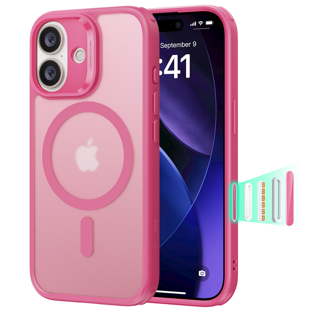 ESR Classic Hybrid HaloLock pro iPhone 17 v matně růžové