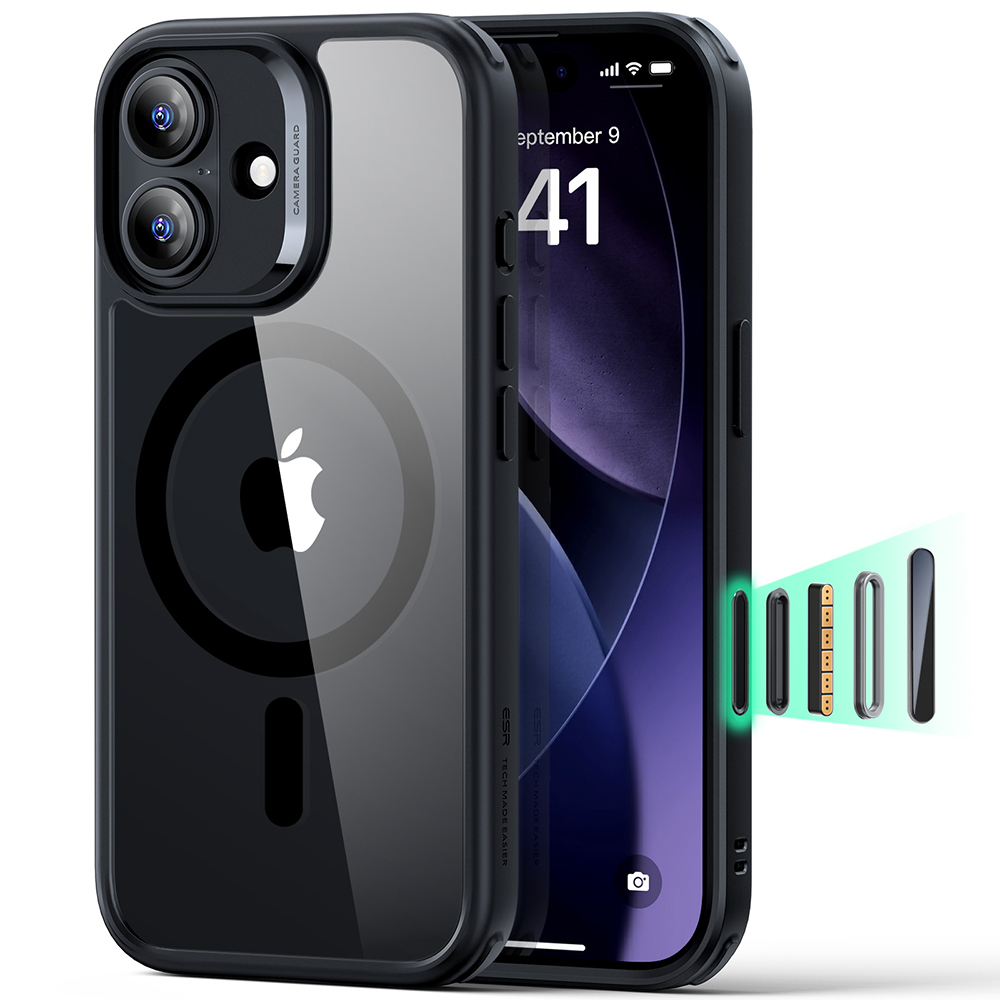 ESR Classic Hybrid HaloLock pro iPhone 17 černá průhledná