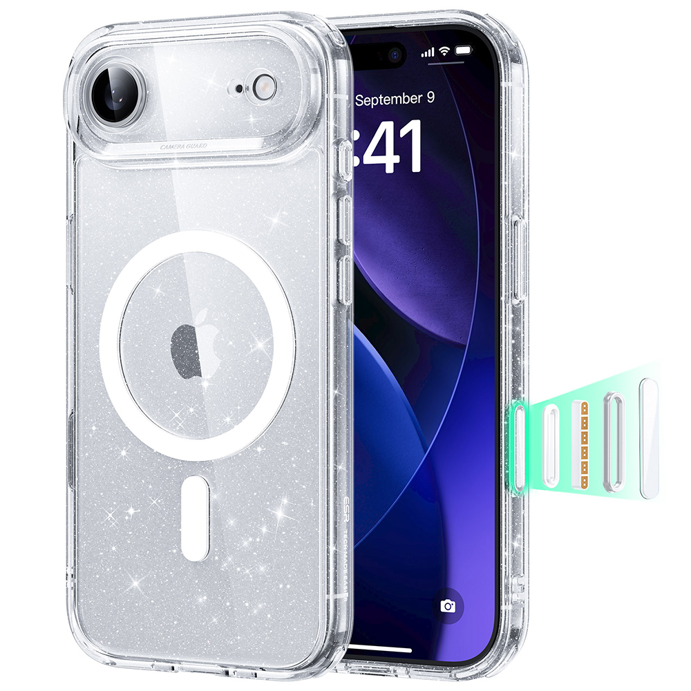 ESR Classic Hybrid HaloLock pro iPhone 17 Air čirý třpytivý