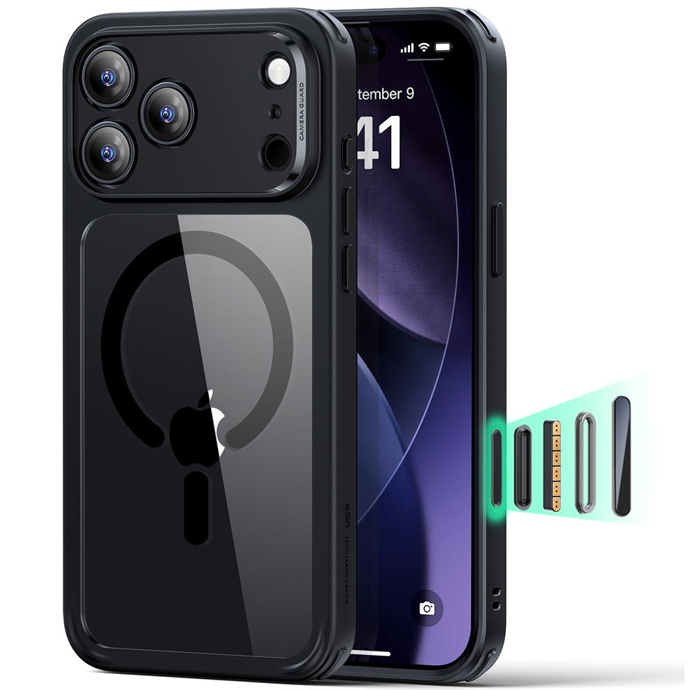 ESR Classic Hybrid HaloLock pro iPhone 17 Pro černá průhledná