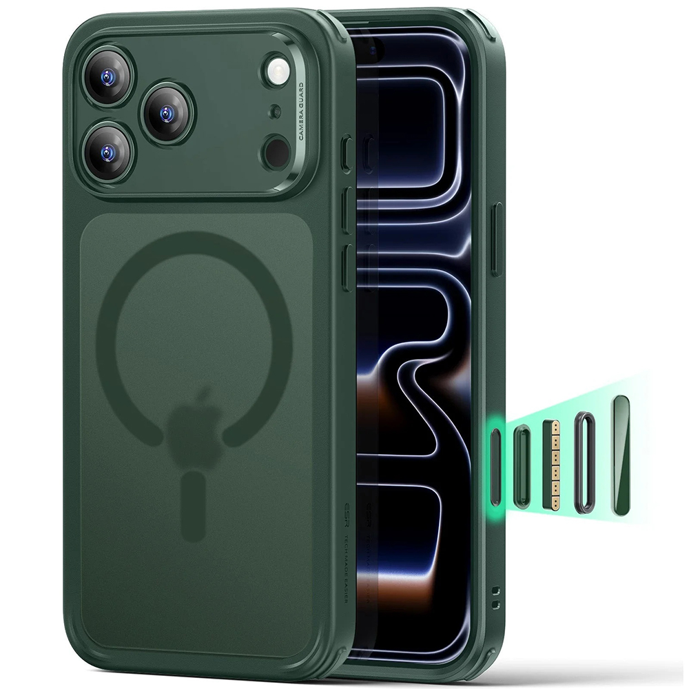 ESR Classic Hybrid HaloLock pro iPhone 17 Pro Max Zelená Mlha