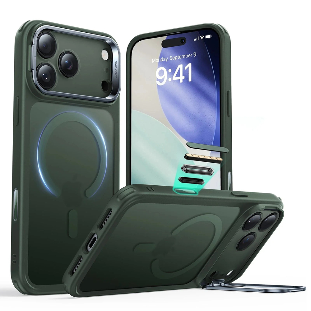 ESR Classic Hybrid HaloLock Kickstand pro iPhone 17 v matné zelené