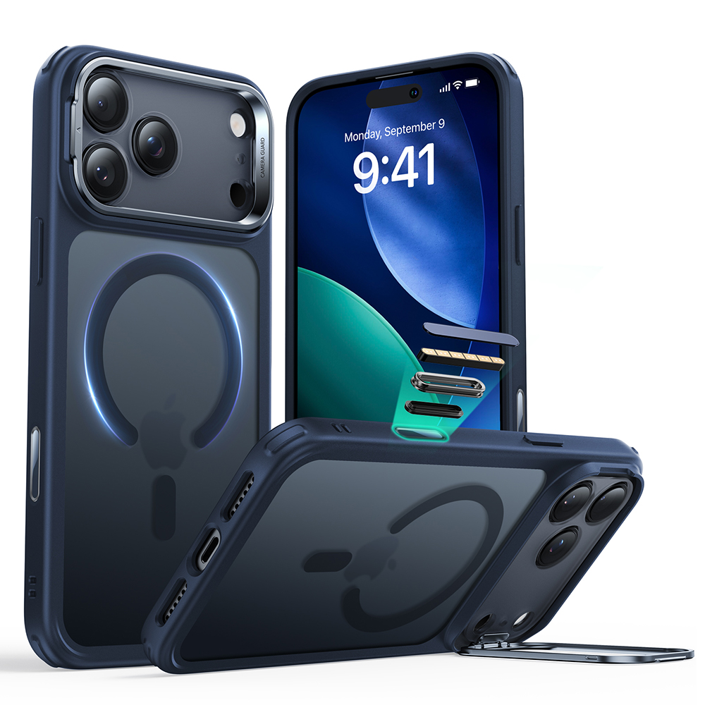 ESR Classic Hybrid HaloLock Kickstand iPhone 17 Pro v matné modré